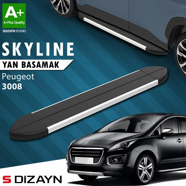 S-Dizayn Peugeot 3008 Skyline Aluminyum Yan Basamak 183 Cm 2009-2013 A+ Kalite ürün görseli 1