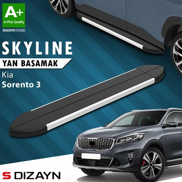 S-Dizayn Kia Sorento 3 Skyline Aluminyum Yan Basamak 183 Cm 2014-2020 A+ Kalite ürün görseli 1