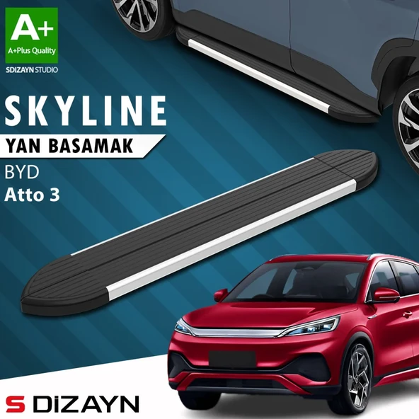 S-Dizayn BYD Atto 3 Skyline Aluminyum Yan Basamak 193 Cm 2022 Üzeri A+ Kalite ürün görseli 1