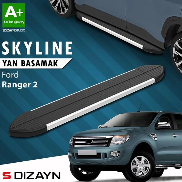 S-Dizayn Ford Ranger 2 Skyline Aluminyum Yan Basamak 193 Cm 2006-2013 A+ Kalite ürün görseli 1
