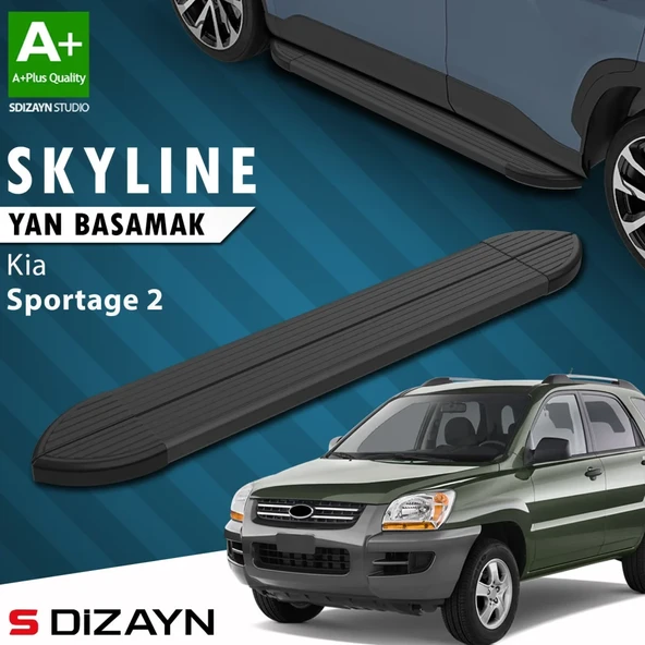 S-Dizayn Kia Sportage 2 Skyline Siyah Yan Basamak 173 Cm 2004-2010 A+ Kalite ürün görseli 1