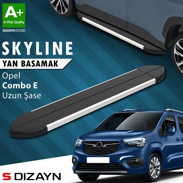 S-Dizayn Opel Combo E Uzun Şase Skyline Aluminyum Yan Basamak 213 Cm 2018 Üzeri A+ Kalite ürün görseli 1