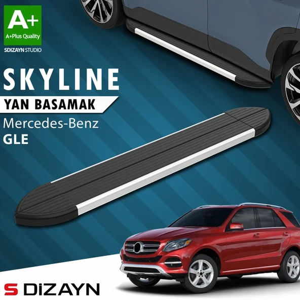 S-Dizayn Mercedes GLE W166 Skyline Aluminyum Yan Basamak 193 Cm 2012-2019 A+ Kalite ürün görseli 1