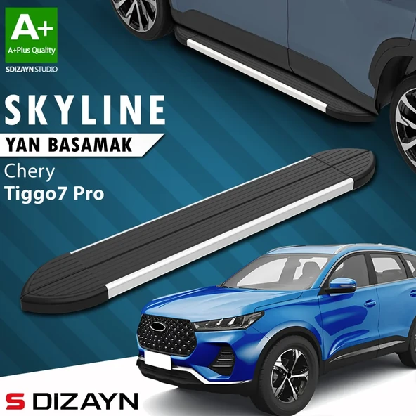 S-Dizayn Chery Tiggo7 Pro Skyline Aluminyum Yan Basamak 183 Cm 2022 Üzeri A+ Kalite ürün görseli 1