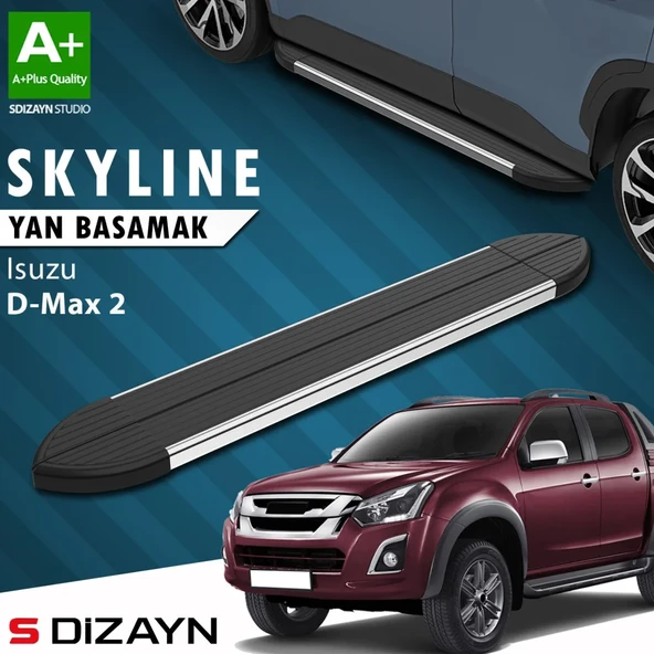 S-Dizayn Isuzu D-Max 2 Skyline Krom Yan Basamak 203 Cm 2012-2019 A+ Kalite ürün görseli 1