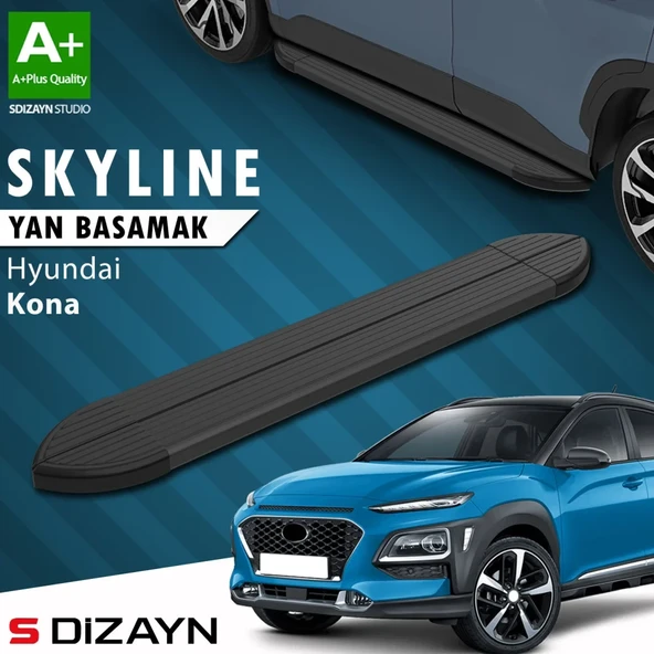 S-Dizayn Hyundai Kona Skyline Siyah Yan Basamak 173 Cm 2018-2023 A+ Kalite ürün görseli 1