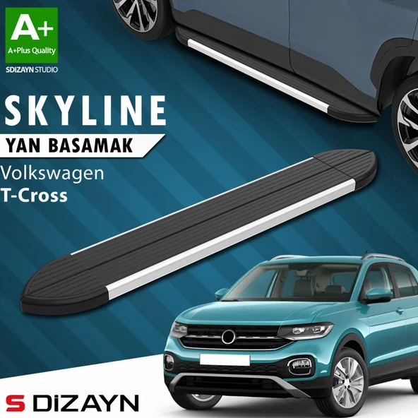 S-Dizayn VW T-Cross Skyline Aluminyum Yan Basamak 173 Cm 2019-2023 A+ Kalite ürün görseli 1