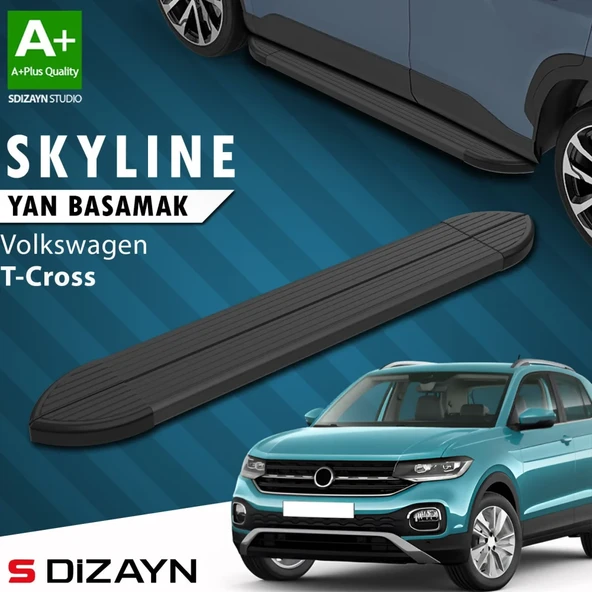 S-Dizayn VW T-Cross Skyline Siyah Yan Basamak 173 Cm 2019-2023 A+ Kalite ürün görseli 1