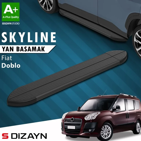 S-Dizayn Fiat Doblo 2 Skyline Siyah Yan Basamak 193 Cm 2010-2022 A+ Kalite ürün görseli 1