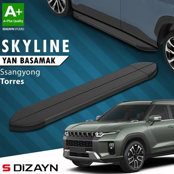 S-Dizayn Ssangyong Torres Skyline Siyah Yan Basamak 183 Cm 2023 Üzeri A+ Kalite ürün görseli 1