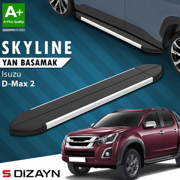 S-Dizayn Isuzu D-Max 2 Skyline Aluminyum Yan Basamak 203 Cm 2012-2019 A+ Kalite ürün görseli 1