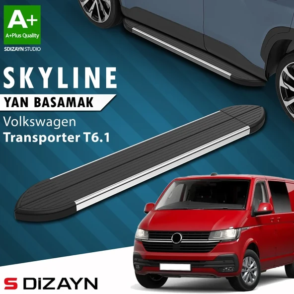 S-Dizayn VW Transporter T6.1 Kısa Şase Skyline Krom Yan Basamak 213 Cm 2019-2024 A+ Kalite ürün görseli 1