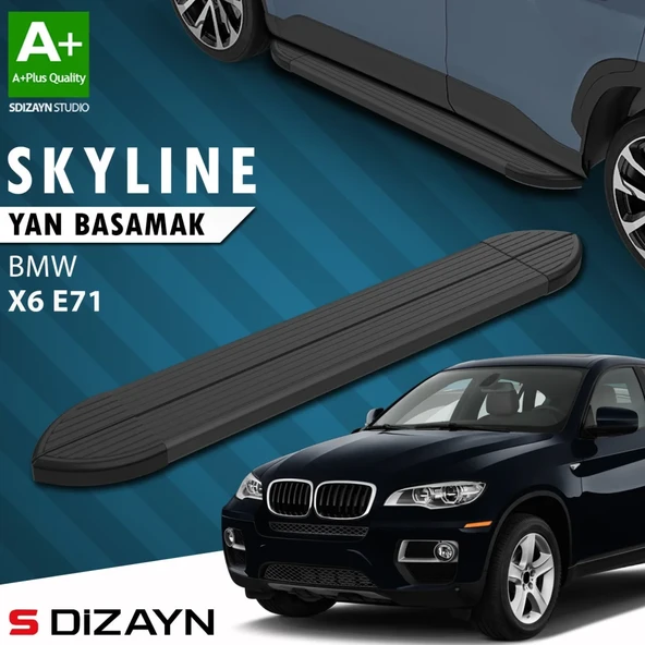 S-Dizayn Bmw X6 E71 Skyline Siyah Yan Basamak 193 Cm 2008-2014 A+ Kalite ürün görseli 1