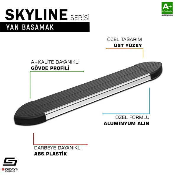 S-Dizayn Land Rover Range Rover Sport 2 Skyline Krom Yan Basamak 193 Cm 2013-2022 A+ Kalite ürün görseli 1