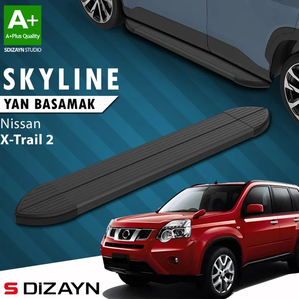 S-Dizayn Nissan X-Trail T31 Skyline Siyah Yan Basamak 173 Cm 2007-2014 A+ Kalite ürün görseli 1