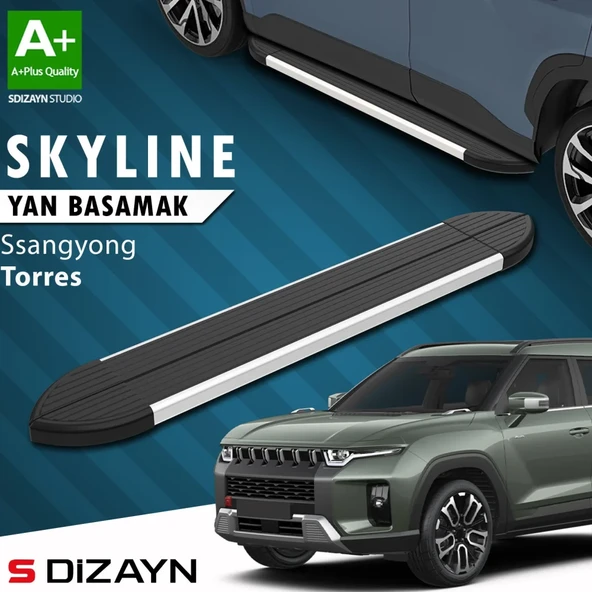 S-Dizayn Ssangyong Torres Skyline Aluminyum Yan Basamak 183 Cm 2023 Üzeri A+ Kalite ürün görseli 1