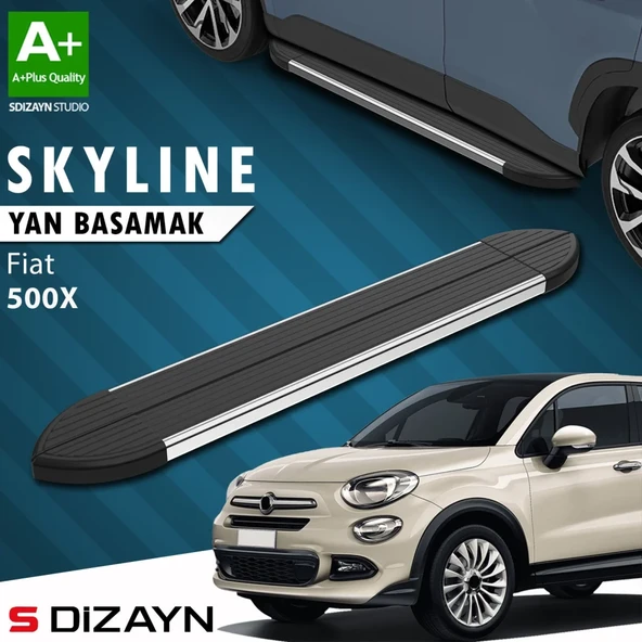 S-Dizayn Fiat 500X Skyline Krom Yan Basamak 173 Cm 2014 Üzeri A+ Kalite ürün görseli 1