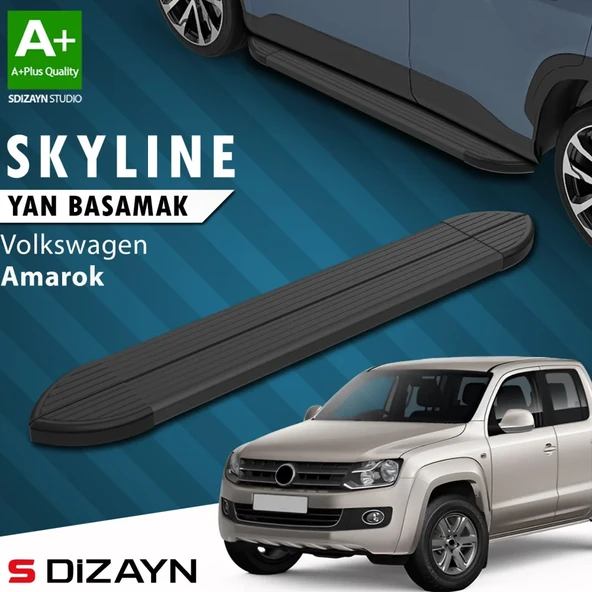 S-Dizayn VW Amarok Skyline Siyah Yan Basamak 203 Cm 2010-2023 A+ Kalite ürün görseli 1