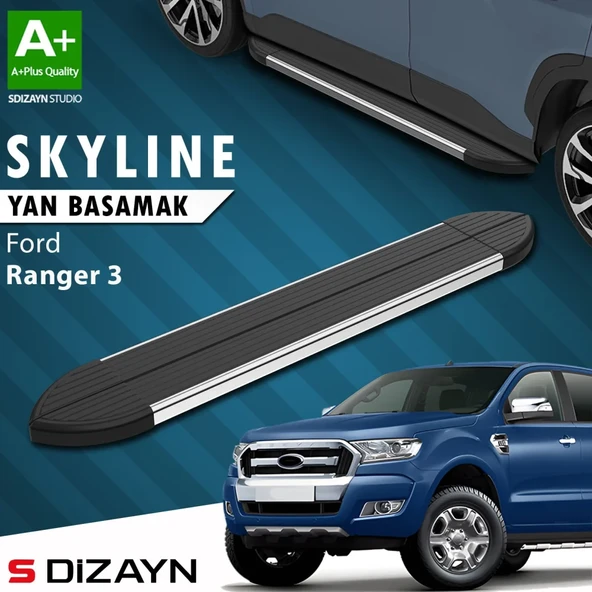 S-Dizayn Ford Ranger 3 Skyline Krom Yan Basamak 203 Cm 2012-2022 A+ Kalite ürün görseli 1