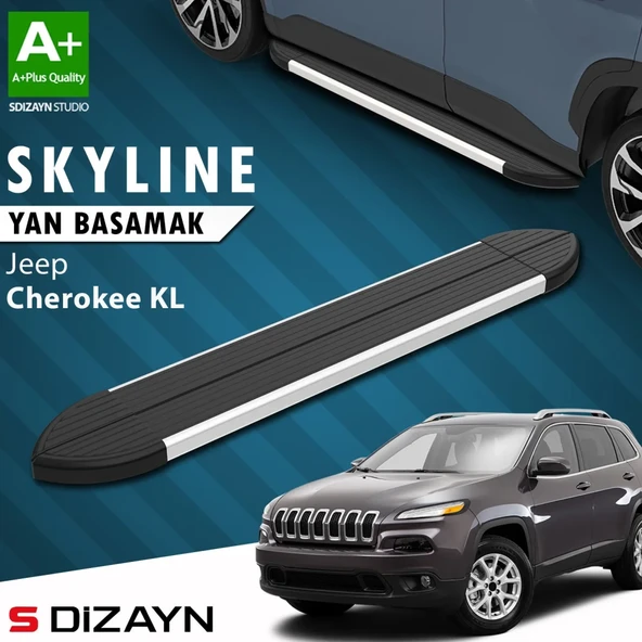 S-Dizayn Jeep Cherokee KL Skyline Aluminyum Yan Basamak 173 Cm 2013-2023 A+ Kalite ürün görseli 1