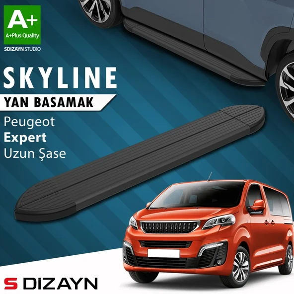 S-Dizayn Peugeot Expert 3 Uzun Şase Skyline Siyah Yan Basamak 243 Cm 2016 Üzeri A+ Kalite ürün görseli 1