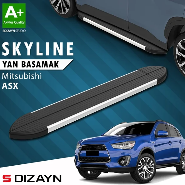 S-Dizayn Mitsubishi ASX Skyline Aluminyum Yan Basamak 183 Cm 2010 Üzeri A+ Kalite ürün görseli 1