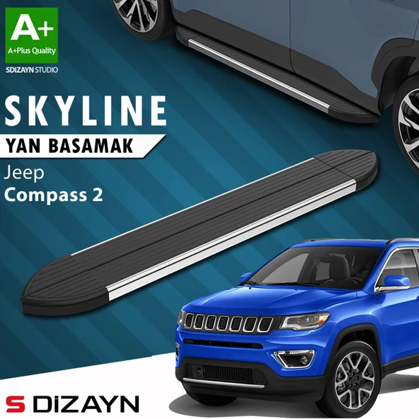 S-Dizayn Jeep Compass 2 Skyline Krom Yan Basamak 173 Cm 2017 Üzeri A+ Kalite ürün görseli 1