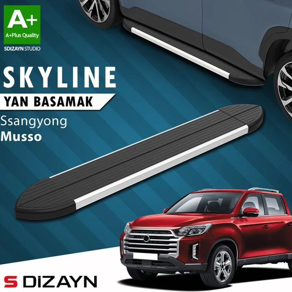 S-Dizayn Ssangyong Musso Skyline Aluminyum Yan Basamak 203 Cm 2018 Üzeri A+ Kalite ürün görseli 1
