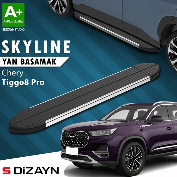 S-Dizayn Chery Tiggo8 Pro Skyline Krom Yan Basamak 183 Cm 2022 Üzeri A+ Kalite ürün görseli 1