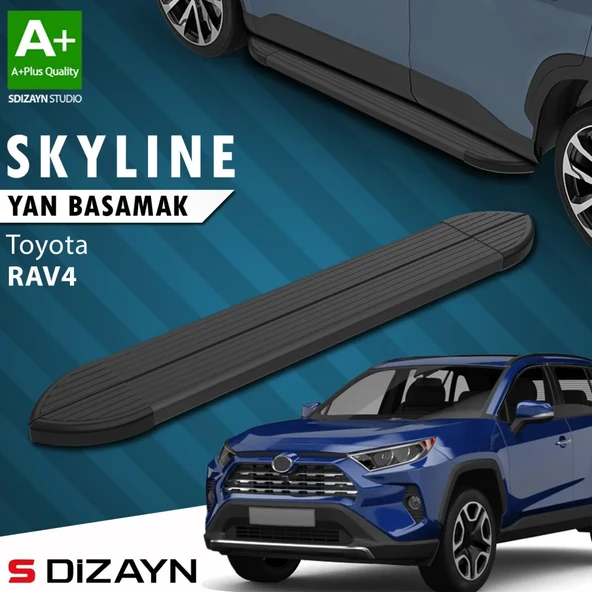 S-Dizayn Toyota RAV 4 5 Skyline Siyah Yan Basamak 173 Cm 2018 Üzeri A+ Kalite ürün görseli 1