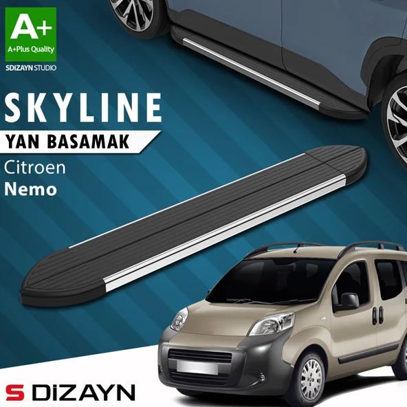 S-Dizayn Citroen Nemo Skyline Krom Yan Basamak 173 Cm 2008-2017 A+ Kalite ürün görseli 1