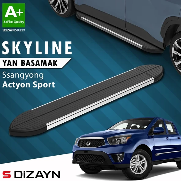 S-Dizayn Ssangyong Actyon Sports Skyline Krom Yan Basamak 203 Cm 2007-2018 A+ Kalite ürün görseli 1