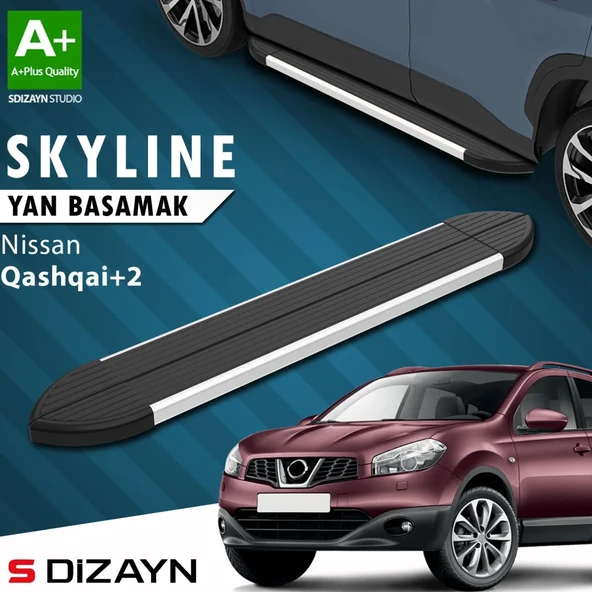 S-Dizayn Nissan Qashqai +2 Skyline Aluminyum Yan Basamak 183 Cm 2007-2014 A+ Kalite ürün görseli 1