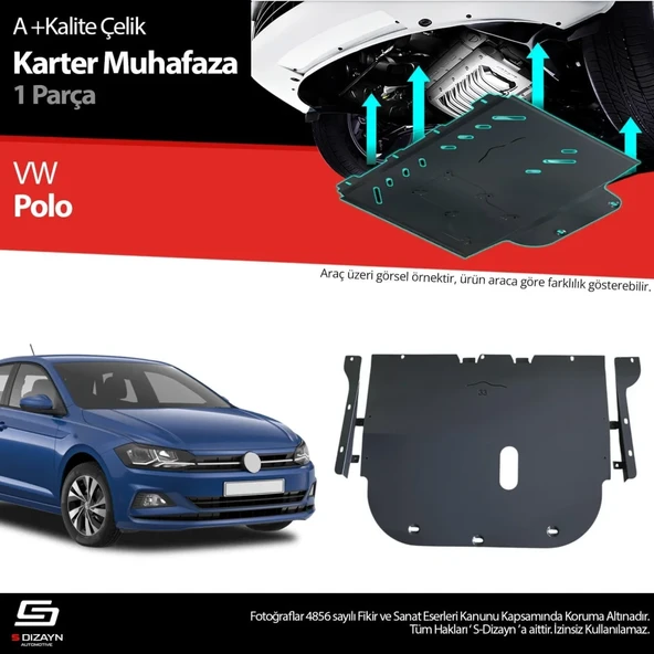 S-Dizayn VW Polo 6 Çelik Karter Muhafaza Koruma 2017 Üzeri A+ Kalite ürün görseli 1