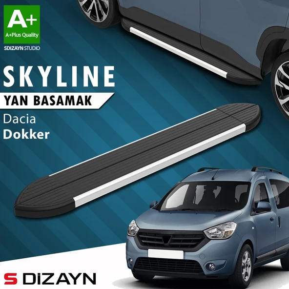S-Dizayn Dacia Dokker Skyline Aluminyum Yan Basamak 203 Cm 2012 Üzeri A+ Kalite ürün görseli 1
