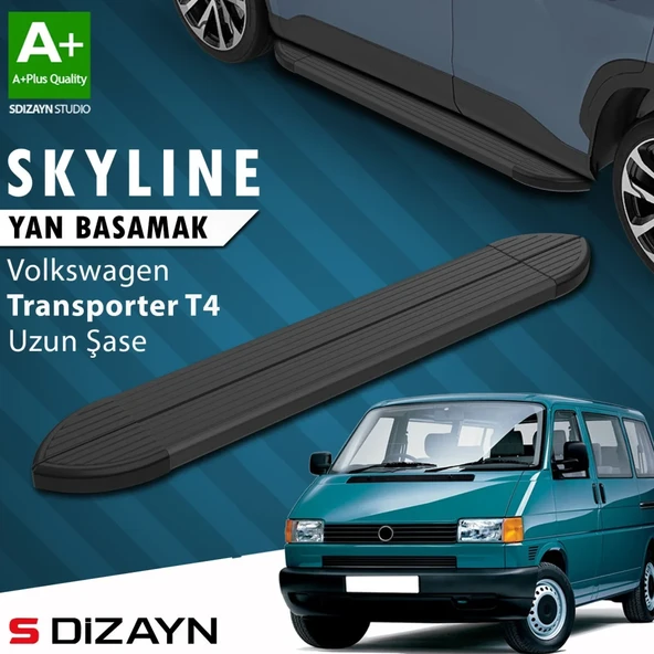 S-Dizayn VW Transporter T4 Uzun Şase Skyline Siyah Yan Basamak 253 Cm 1995-2003 A+ Kalite ürün görseli 1
