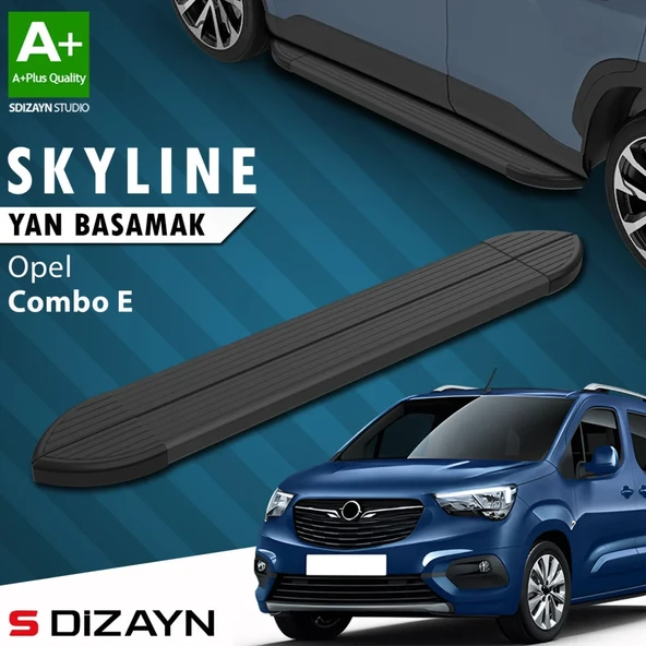 S-Dizayn Opel Combo E Kısa Şase Skyline Siyah Yan Basamak 203 Cm 2018 Üzeri A+ Kalite ürün görseli 1