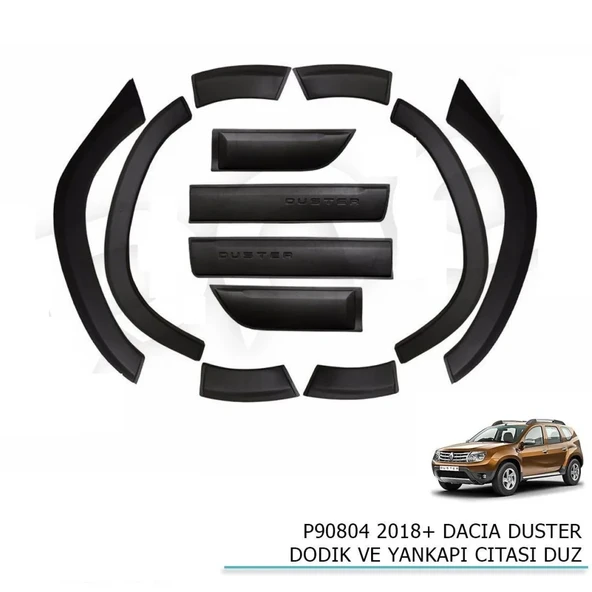 Dacia Duster Uyumlu Dodik Ve Yan Kapı Çıtası Düz 2018+ Parça ürün görseli 1