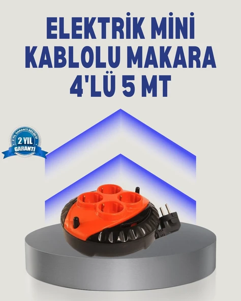 5 Metre Uzatma Kablolu 4 Prizli Makara Kırmızı ürün görseli 1