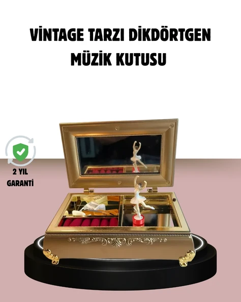 Balerinli Müzikli Takı Kutusu Piyano Tasarım Kız Çocuk Hediyelik ürün görseli 1