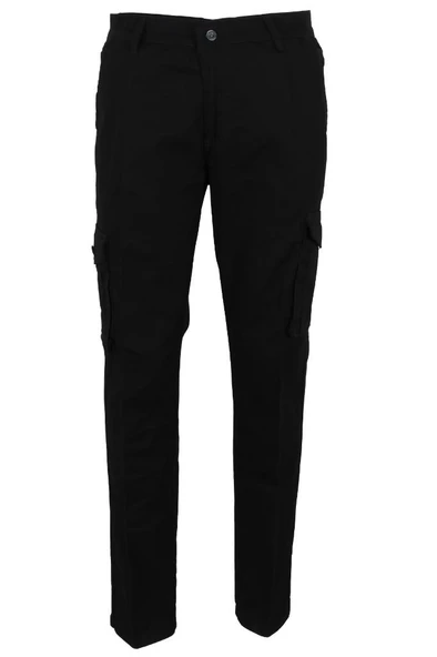 Erkek Keten Kargo Pantolon Siyah Renk RAR01442 ürün görseli 1