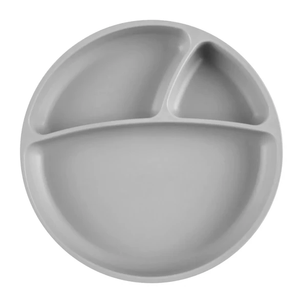 Oioi Porsiyon Vakum Tabanlı Silikon Tabak Powder Grey ürün görseli 1