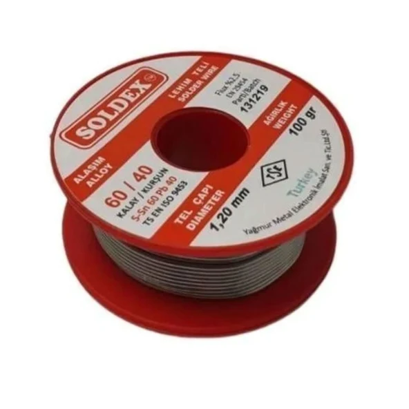 60/40 Lehim Teli 100 gr 1.20 mm (Sn:60 / Pb:40) ürün görseli 1