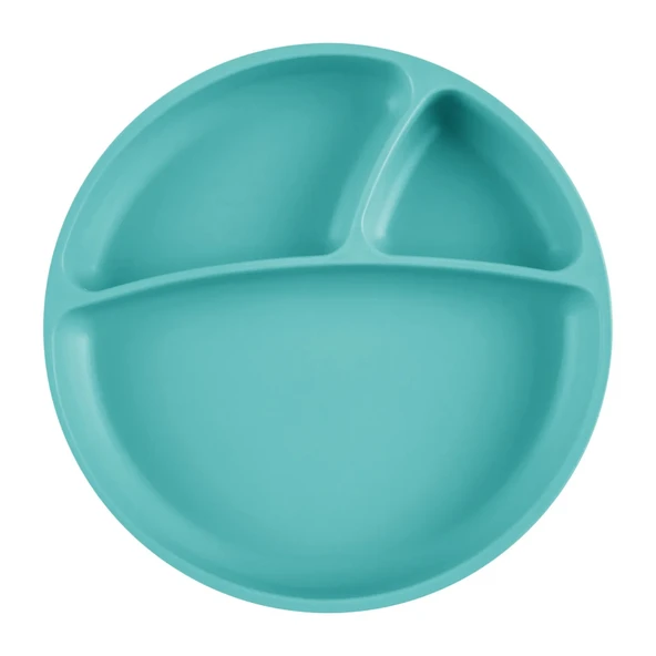 Oioi Porsiyon Vakum Tabanlı Silikon Tabak Aqua Green ürün görseli 1
