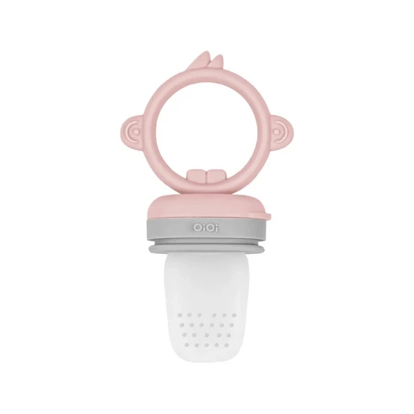 Oioi Silikon Püre Meyve Sebze Emziği Pinky Pink / Powder Grey ürün görseli 1