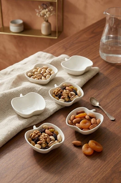 6lı Mini Porselen Reçellik Kahve Yanı Lokumluk Kahvaltılık Sosluk Elma ürün görseli 1