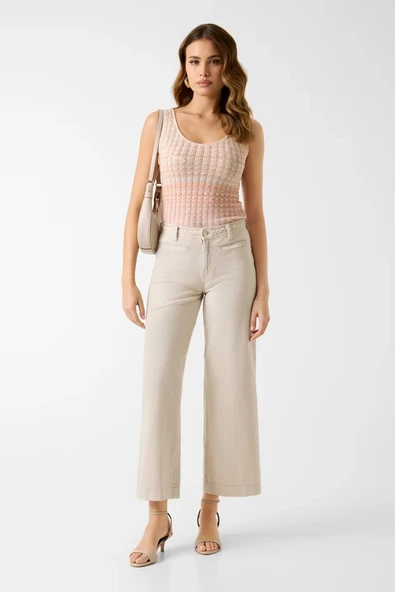 Guess Zoya Palazzo Fit  Krem Pantolon W6GB15W1886-A115 ürün görseli 1