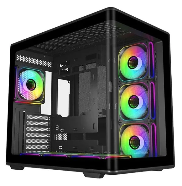 COOLER MASTER E600-KGNN-S02 Elite 600 Siyah ARGB Curve Tempered Glass USB 3.2 ATX Mid Tower 7 Fanlı Kasa ürün görseli 1