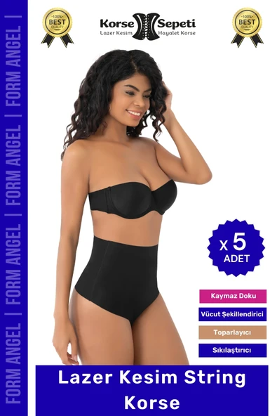 #Korse İz Yapmaz Göstermeyen Kaymaz Doku Toparlayıcı Sıkılaştıran Lazer Kesim String Korse - 5 Adet ürün görseli 1