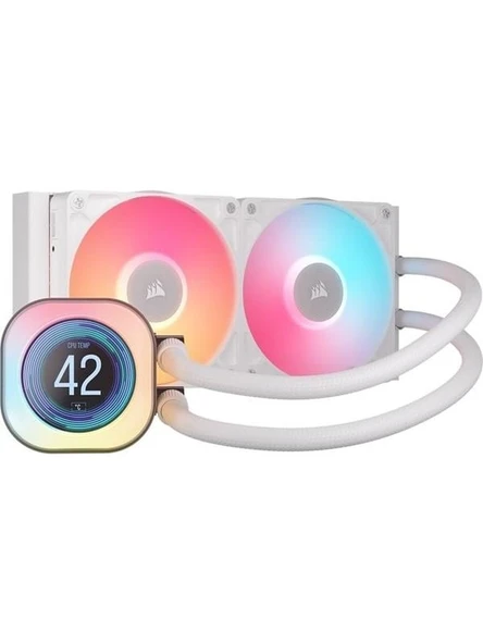 Corsaır 240MM Tıtan 240RX LCD CW-9061025-WW AM5-1851P Rgb Sıvı Soğutmalı Işlemci Fanı Beyaz ürün görseli 1